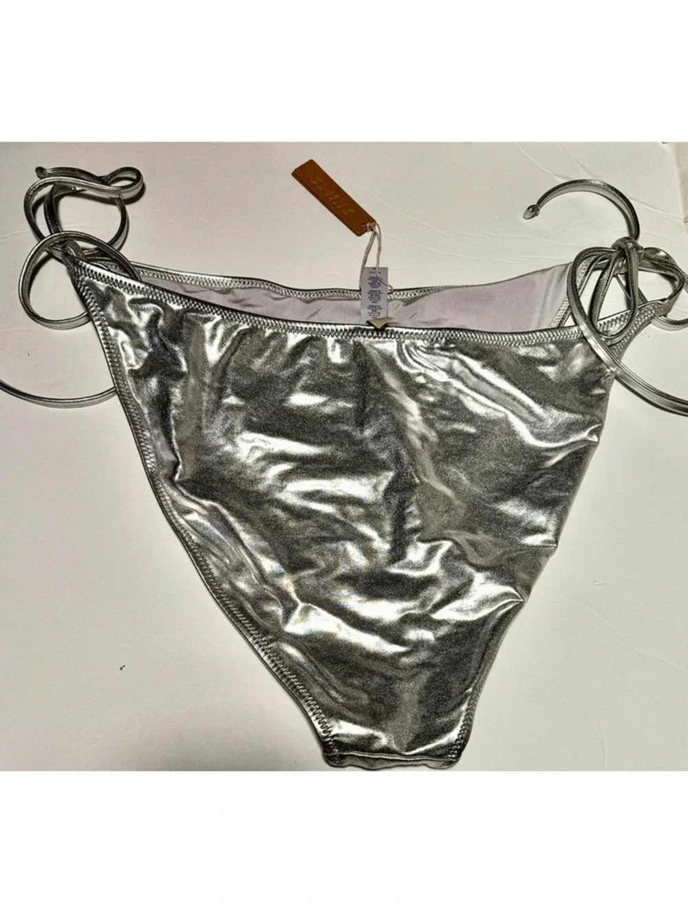 New Skims Swim Metallic Silver Nickel Bikini Bottom Size 4X